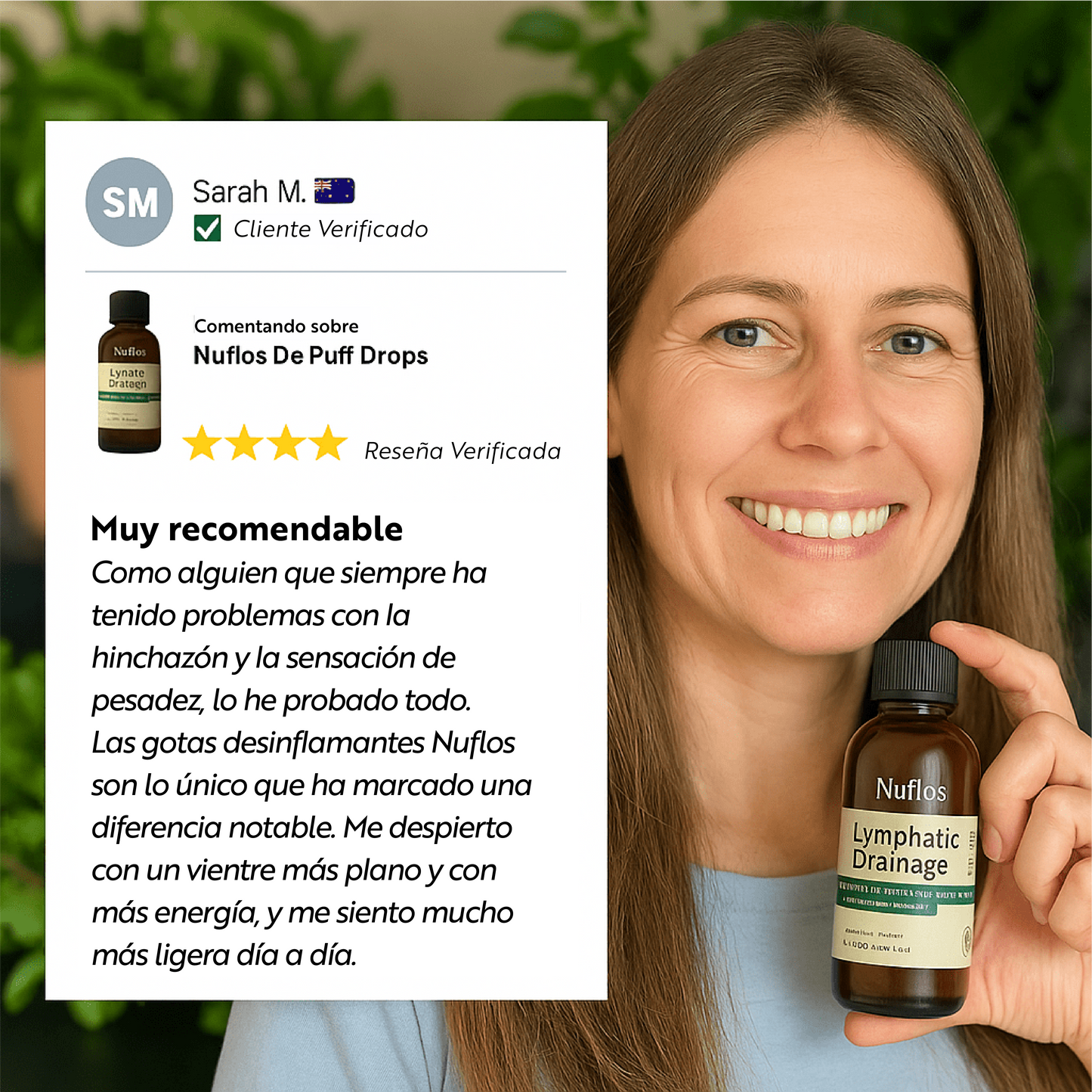 Gotas Nuflos De-Puff – Drena la hinchazón de forma natural en cara, abdomen y piernas