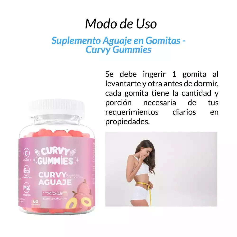 Realza tus Curvas en 7 Semanas 🍑 Curvy Gummies de Aguaje para Glúteos y Senos