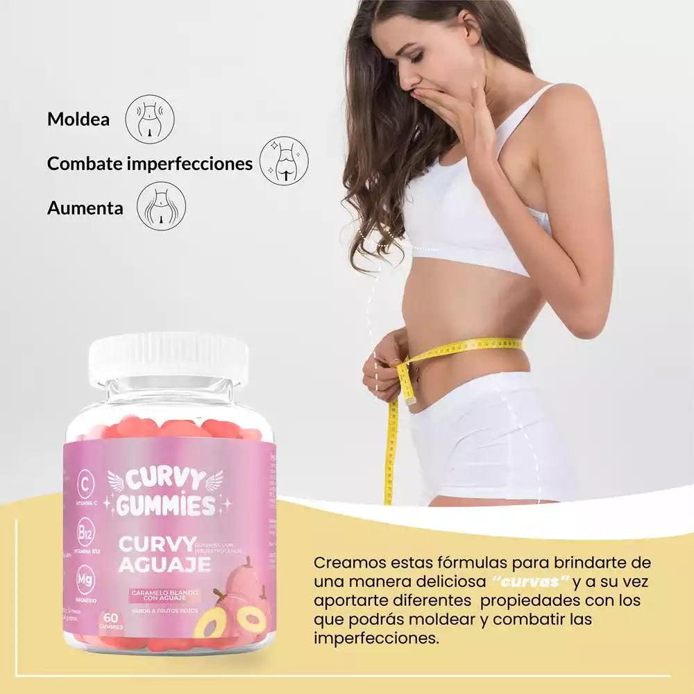 Realza tus Curvas en 7 Semanas 🍑 Curvy Gummies de Aguaje para Glúteos y Senos