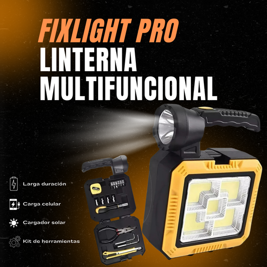 FixLight Pro ® Linterna con panel solar y caja de herramientas