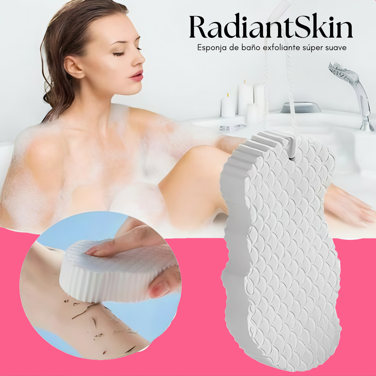 RadiantSkin® Esponja de baño exfoliante súper suave