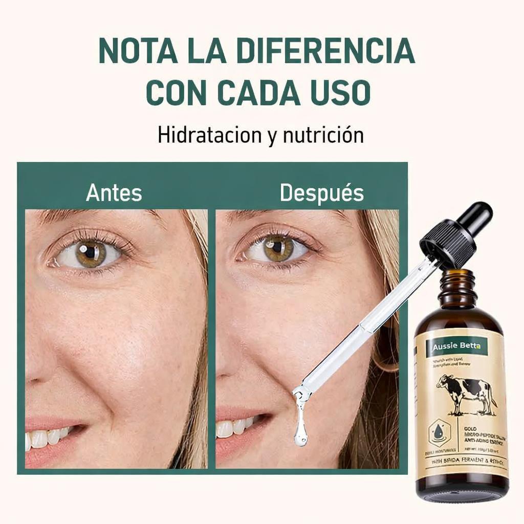 Suero de sebo con micropéptidos dorados Aussie Betta: antienvejecimiento suave para pieles sensibles
