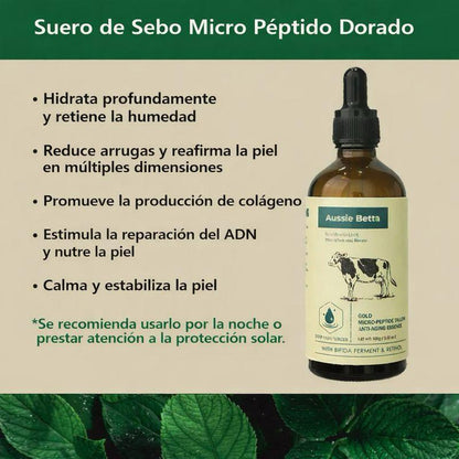Suero de sebo con micropéptidos dorados Aussie Betta: antienvejecimiento suave para pieles sensibles