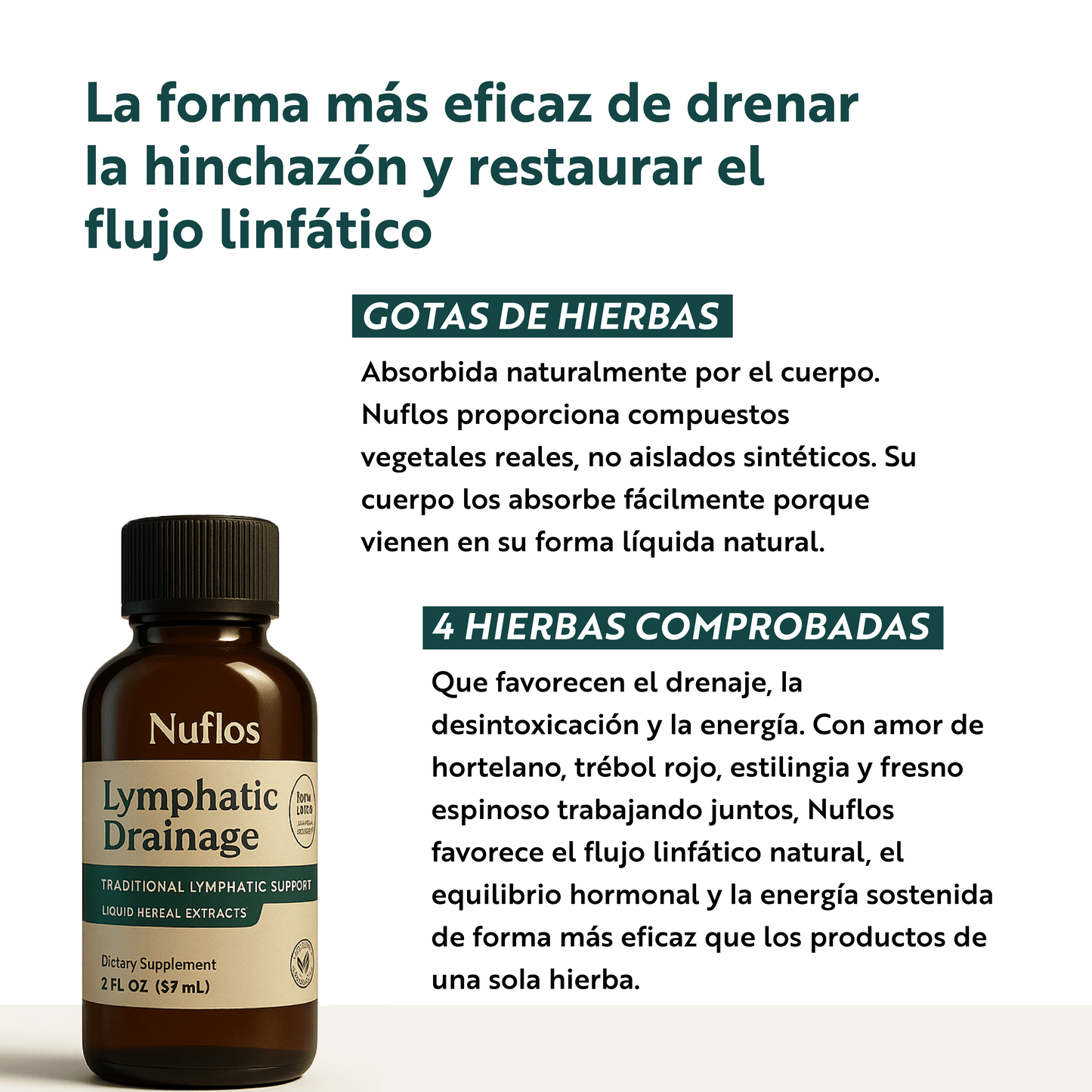 Gotas Nuflos De-Puff – Drena la hinchazón de forma natural en cara, abdomen y piernas